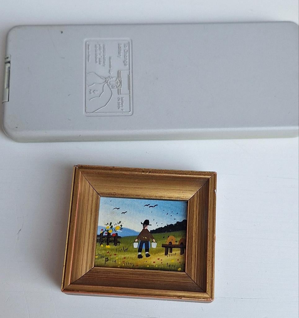 3 Miniatuurschilderijtjes in Gouden Lijstjes, Antiek en Kunst, Kunst | Schilderijen | Klassiek, Ophalen of Verzenden