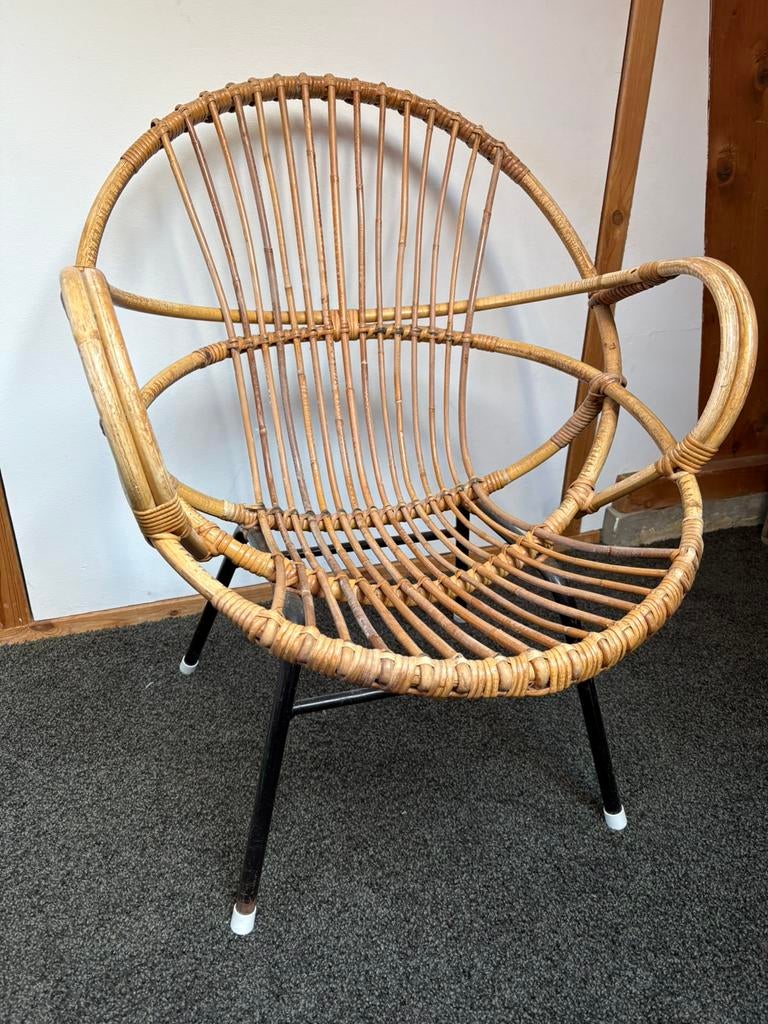 Vintage rotan stoel, Ophalen, Zo goed als nieuw, Bruin, Eén
