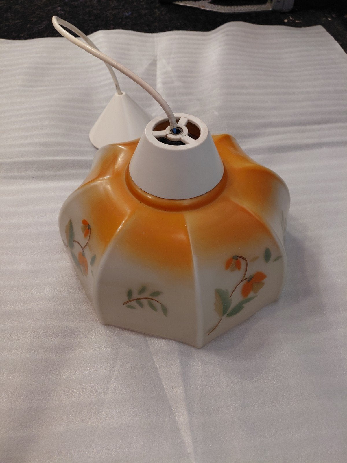 Vintage Art Deco hanglamp met glazen achthoekige kap, Antiek en Kunst, Ophalen of Verzenden