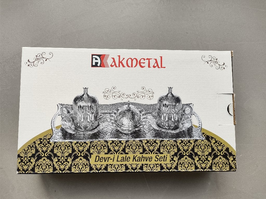 Turkse Koffieset Zilverkleurig - Nieuwe, Overige materialen, Klassiek, Overige typen, Nieuw