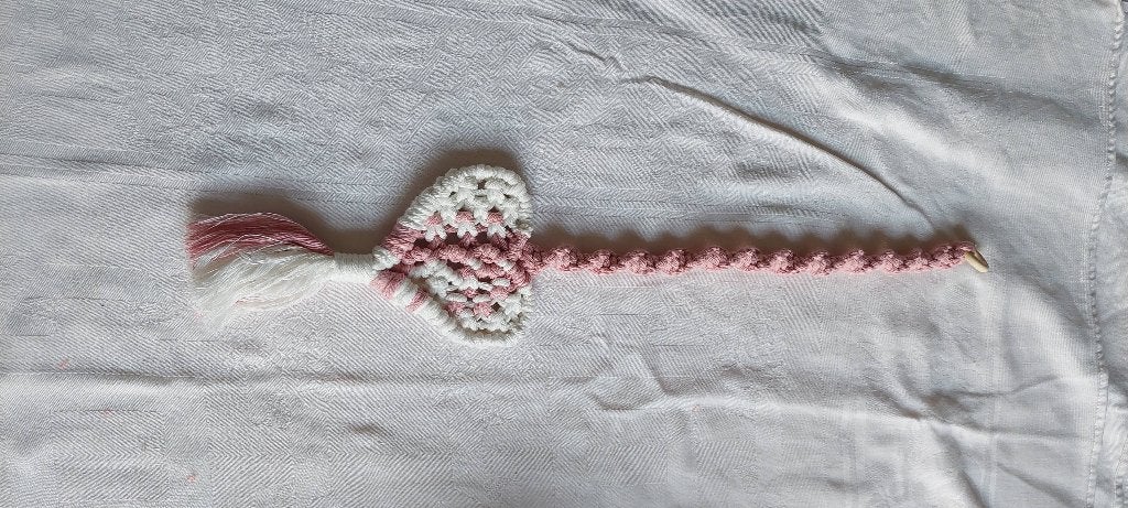 Handgemaakte gehaakte wandhanger hartje roze/wit, Textiel, Nieuw, Ophalen of Verzenden, 15 cm