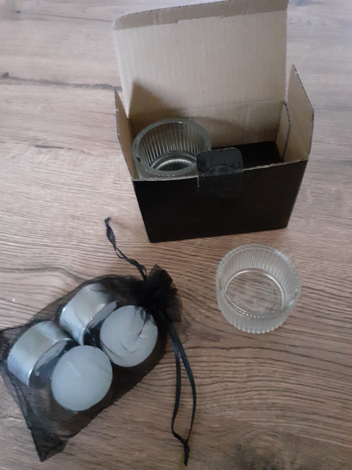 nieuw ! 4 glazen waxinehouders en lichtjes, Ophalen of Verzenden, Nieuw