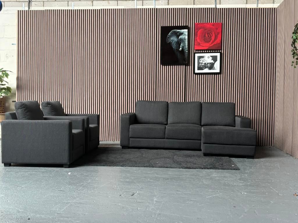 GRATIS LEVERING Loungebank + 2x Stoel 215x135 GEREINIGD
