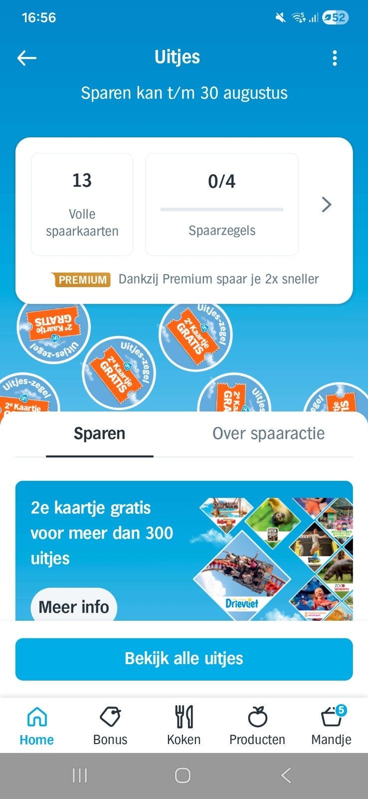 13 volle spaarkaarten dagje uit zegels AH, Verzamelen, Supermarktacties, Ophalen