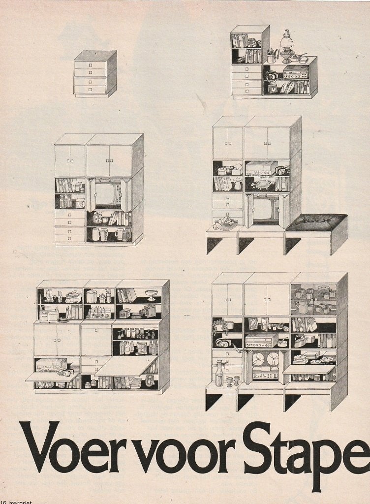 Retro reclame 1969 Pastoe Utrecht kubus gekken in huis, Verzamelen, Retro, Verzenden, Overige typen