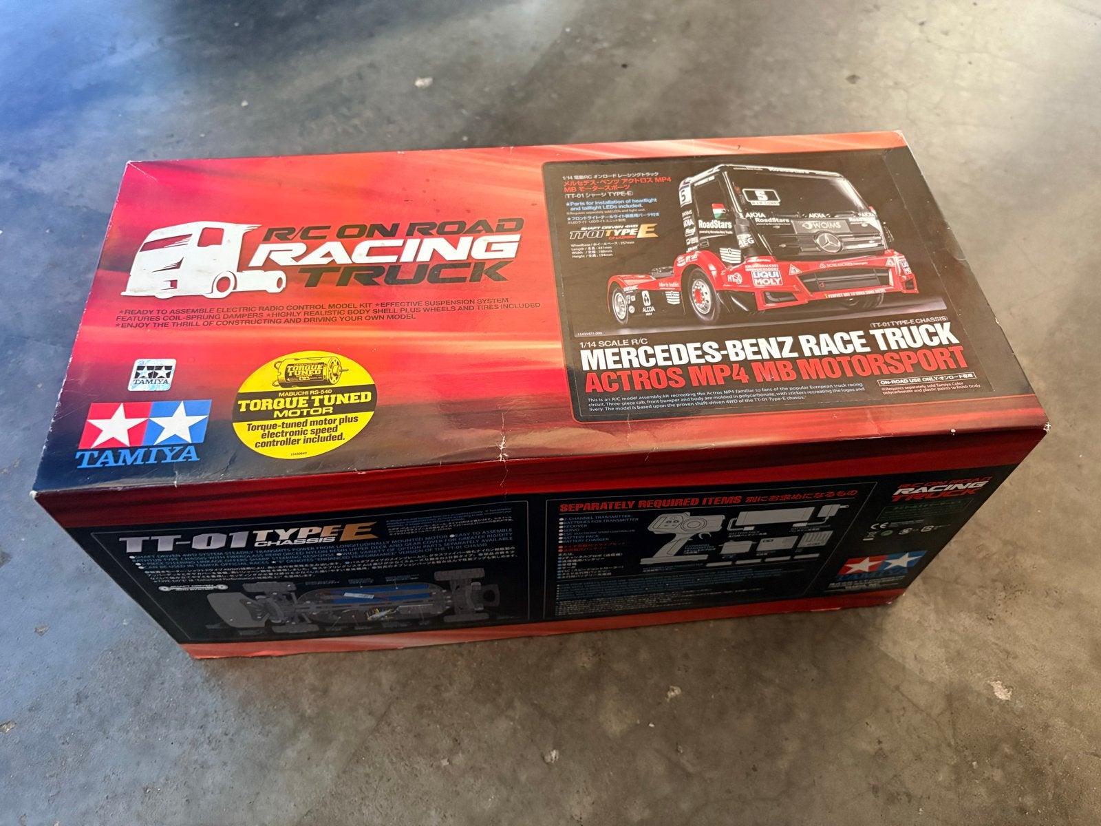 Tamiya Mercedes-Benz Actros MP4 Race Truck TT-01E RC, 1:32 tot 1:50, Nieuw, Ophalen of Verzenden, Truck