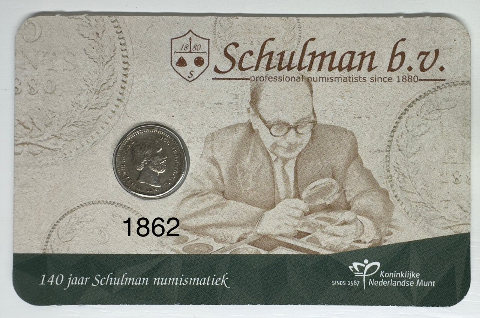 Schulman 1862 coincard, Ophalen of Verzenden, Koning Willem III, Euro's