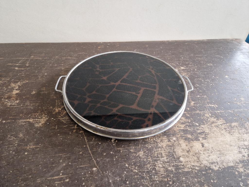 Art deco dienblad stijl van een rokerstafel, Ophalen of Verzenden, Gebruikt, Rond, Hout
