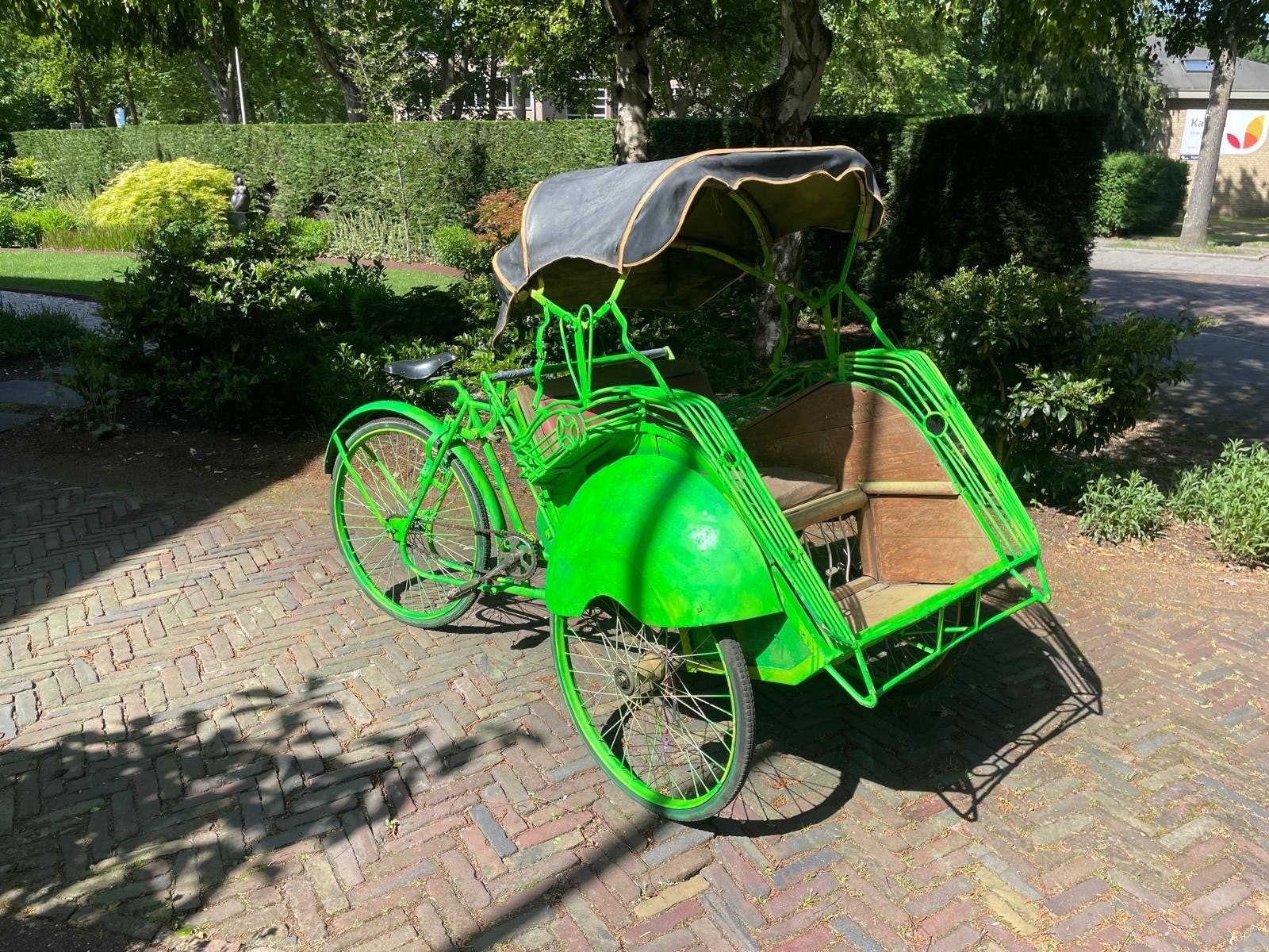 Unieke Groene Riksja - werkt nog goed!, Ophalen, Gebruikt