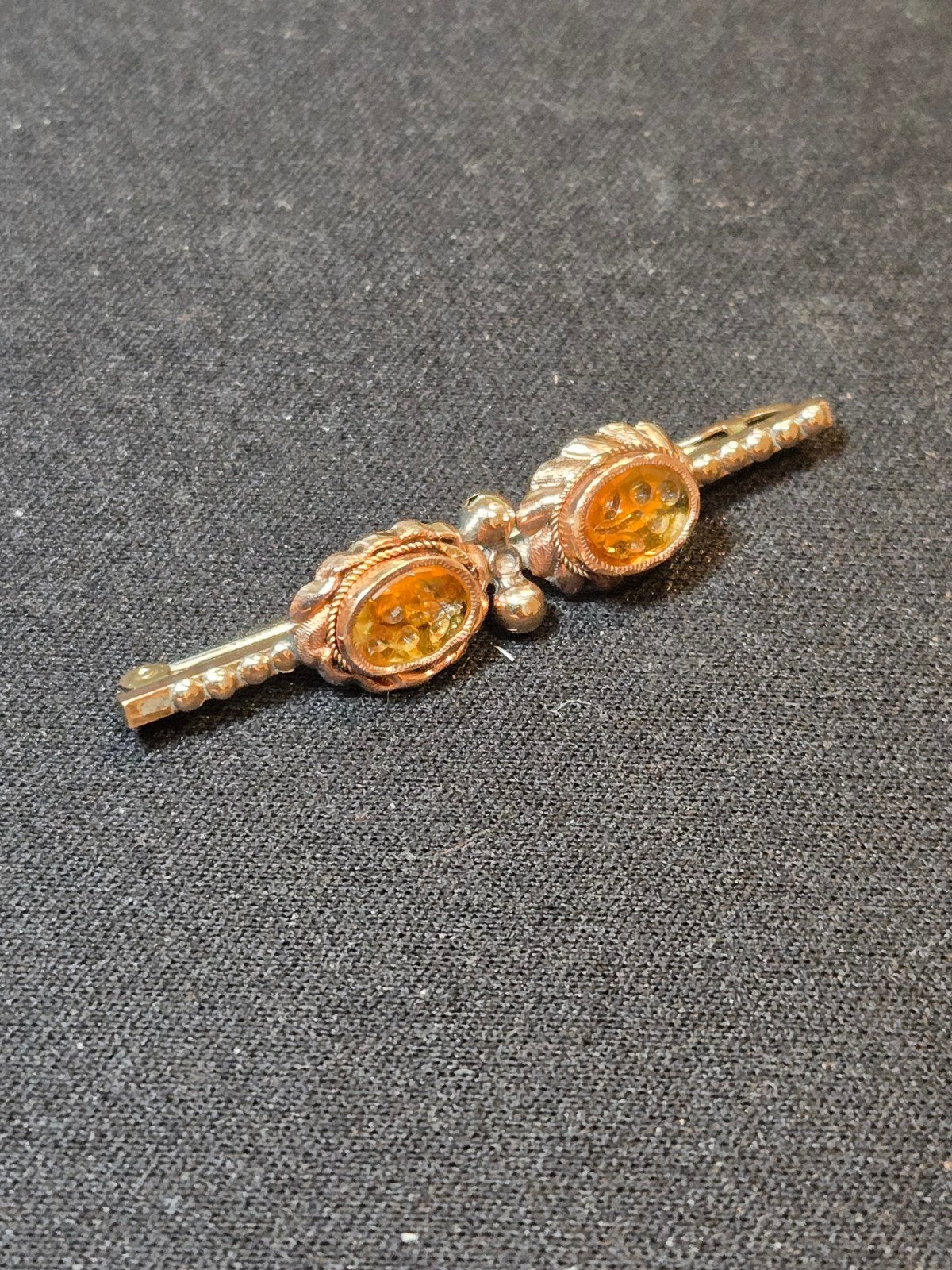 Antieke 14k gouden broche, 4 tot 7 cm, Gebruikt, Ophalen of Verzenden, Met edelsteen