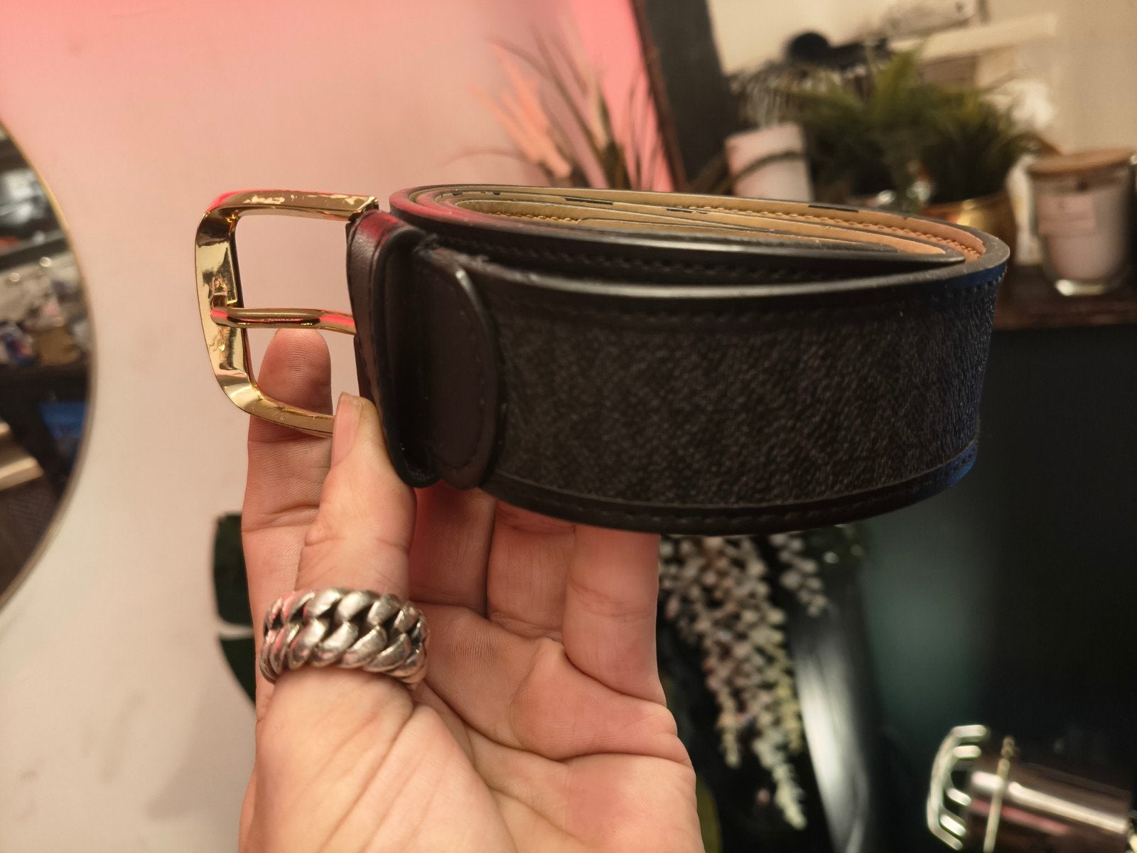 Michael Kors Riem Zwart met Gouden Gesp, Michael Kors, Ophalen of Verzenden, Zo goed als nieuw, Zwart