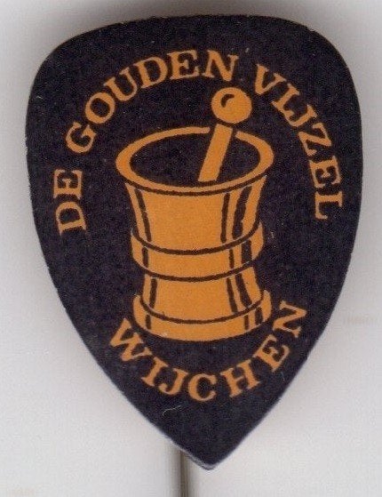 Speldje DROGISTERIJ DE GOUDEN VIJZEL WIJCHEN (A5), Ophalen of Verzenden, Gebruikt, Overige onderwerpen