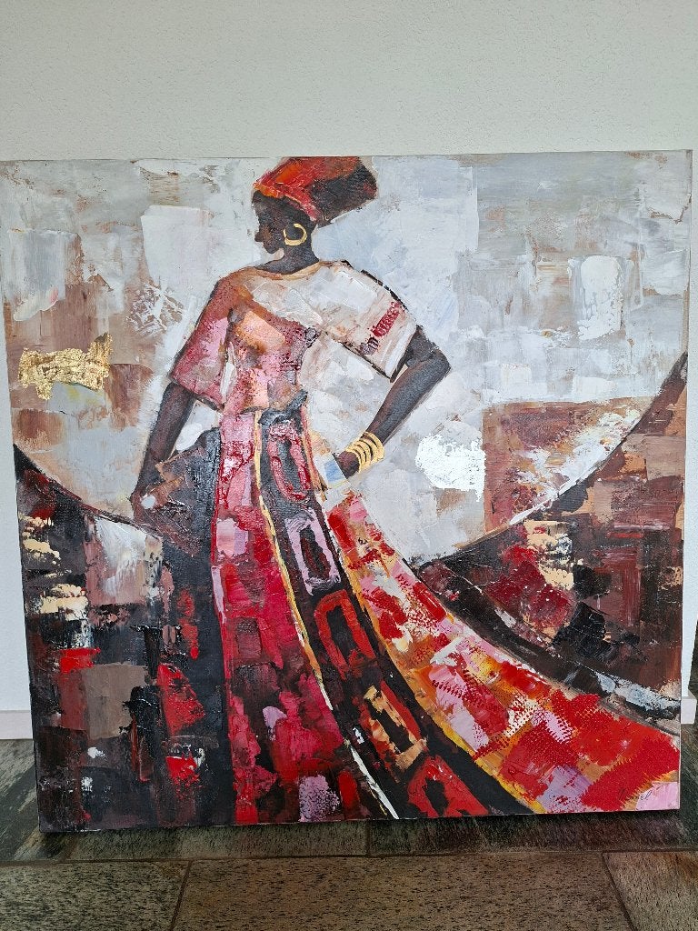 Schilderij Afrikaanse vrouw, Huis en Inrichting, Woonaccessoires | Schilderijen, Tekeningen en Foto's, Ophalen, Zo goed als nieuw