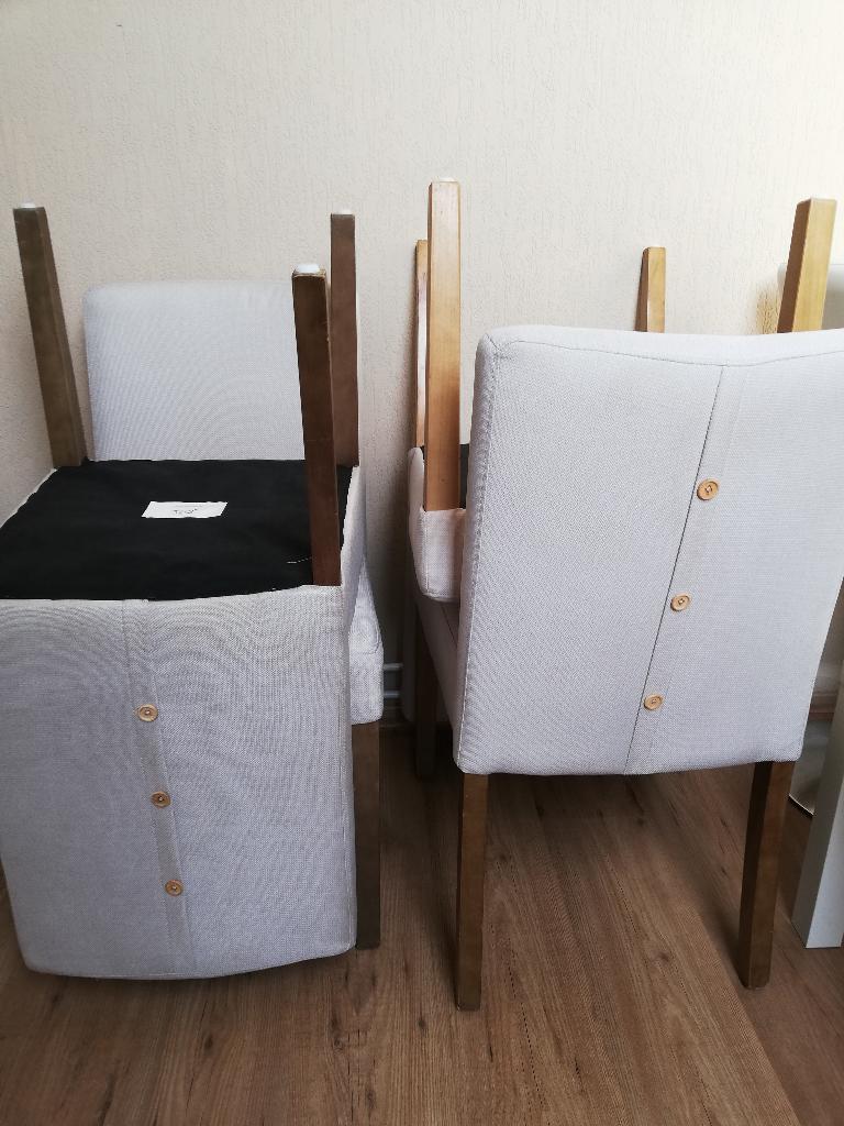 Eetkamerstoelen, beige, 4 stuks, Huis en Inrichting, Stoelen, Ophalen, Gebruikt, Overige kleuren, Vier