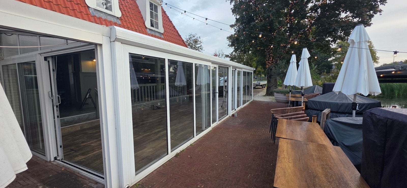 Overkapping met schuifdeuren (10036x4050mm), Tuin en Terras, Ophalen, Gebruikt, Veranda