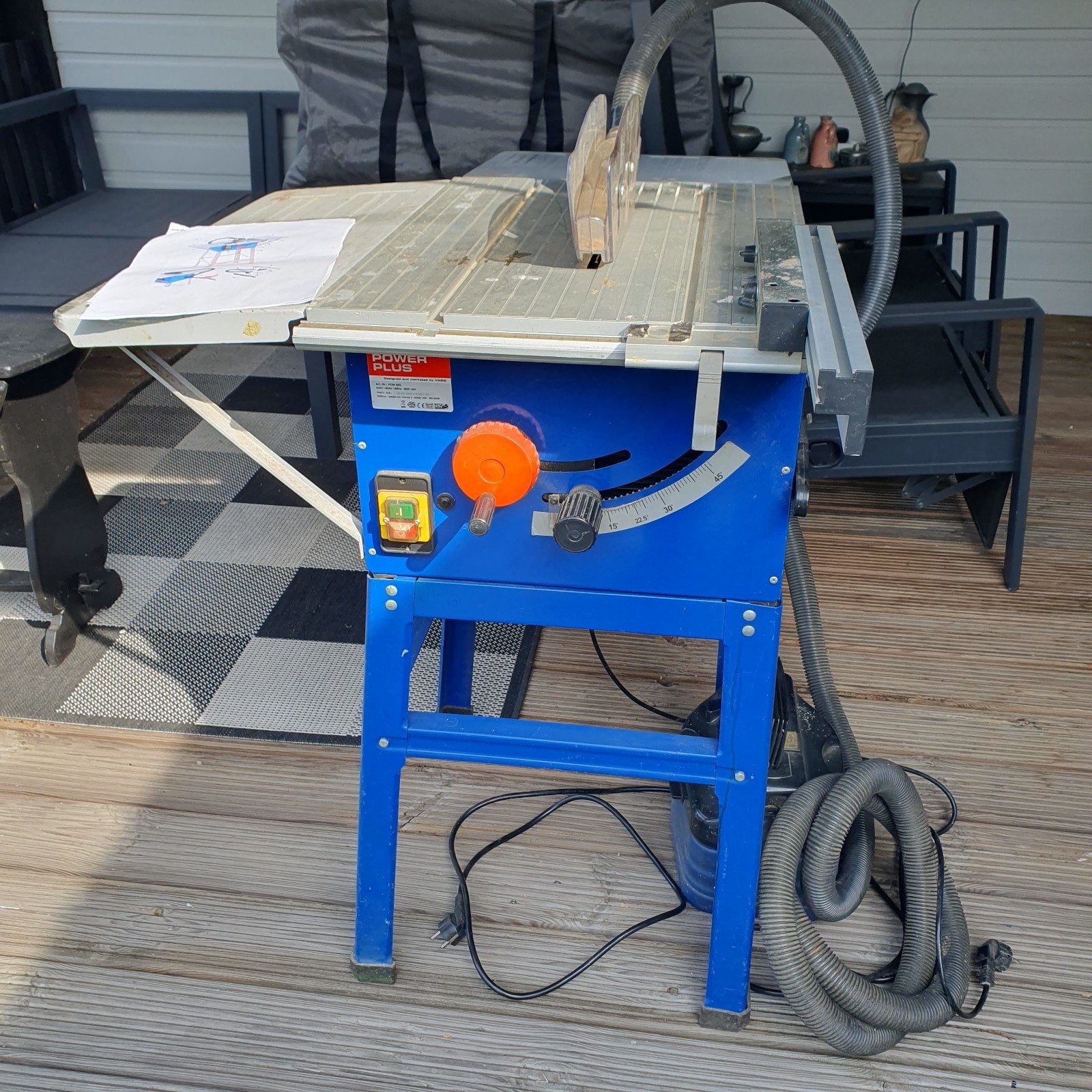 Zaagtafel power plus 856 incl stofzuiger, Ophalen, Gebruikt, Powerplus, Afkortzaag