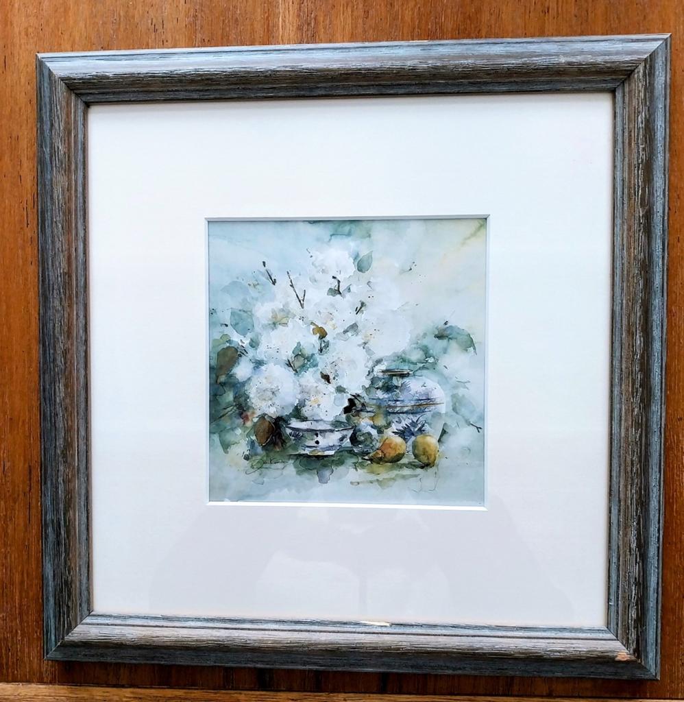 Aquarel Stilleven met Bloemen en Fruit - Jan Kooistra, Antiek en Kunst, Ophalen of Verzenden