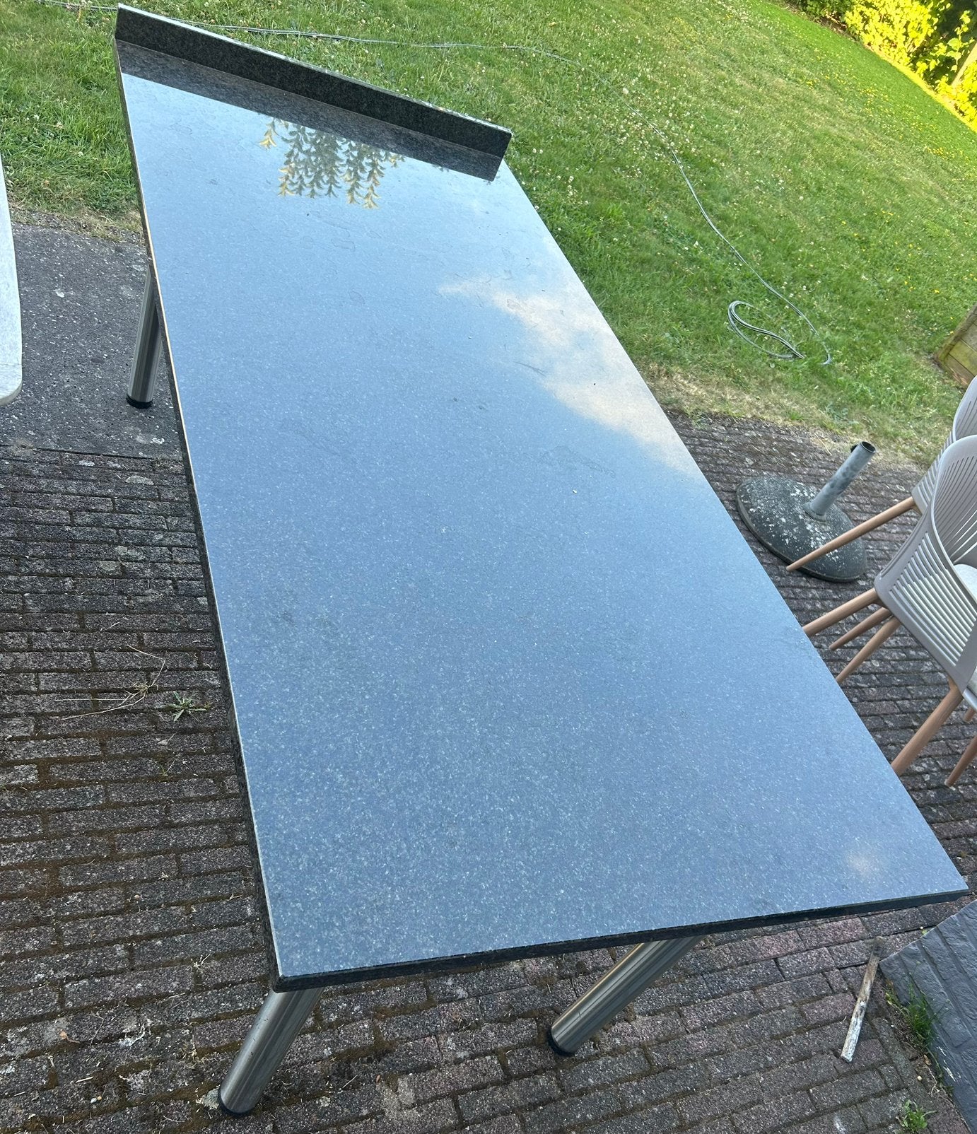 Marmeren tafel, Huis en Inrichting, Tafels | Eettafels, Ophalen, Overige materialen, Gebruikt, 200 cm of meer