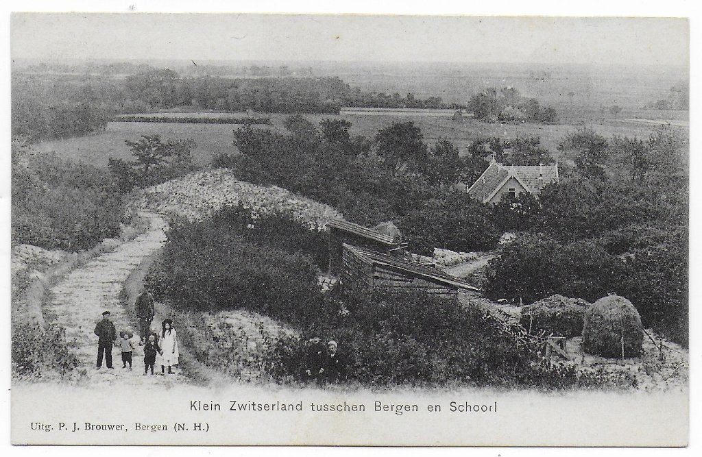 Tussen Bergen en Schoorl Oude Ongelopen Ansichtkaart (B8295, Ophalen of Verzenden, 1920 tot 1940, Ongelopen, Noord-Holland