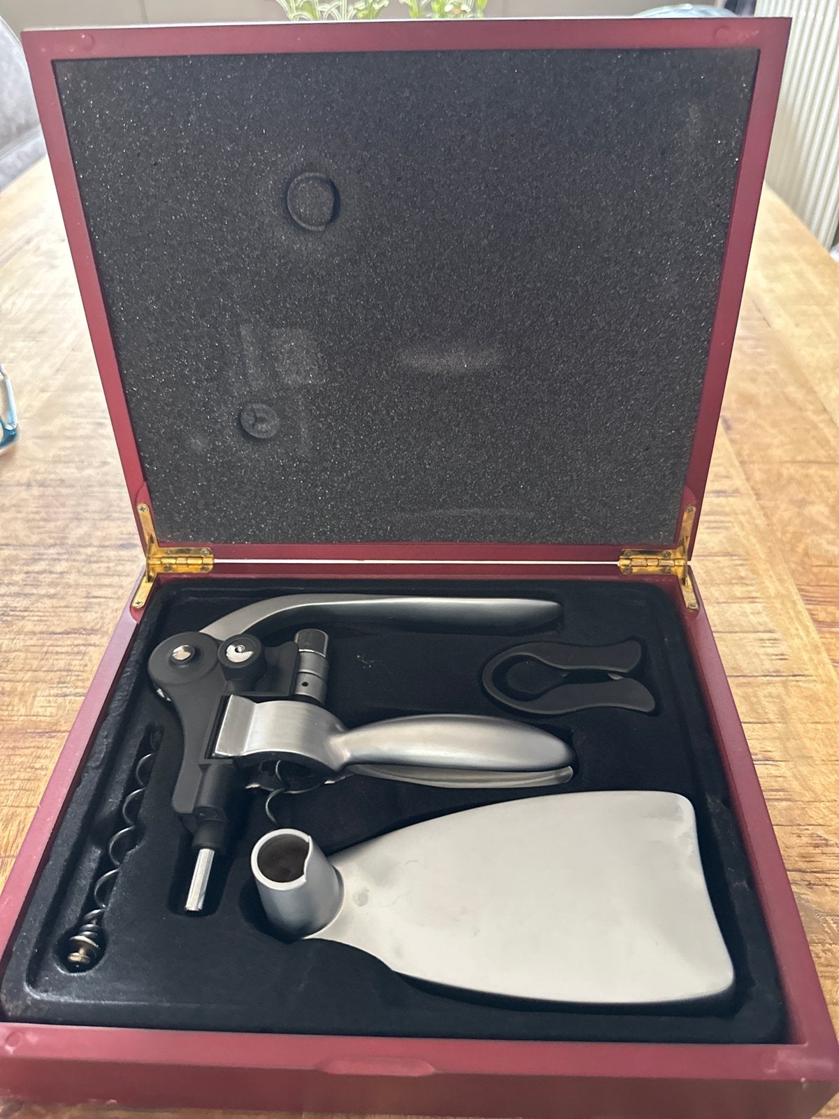 Luxe Wijnopener Set in Houten Kist, Huis en Inrichting, Overige typen, Zilver, Ophalen of Verzenden, Zo goed als nieuw