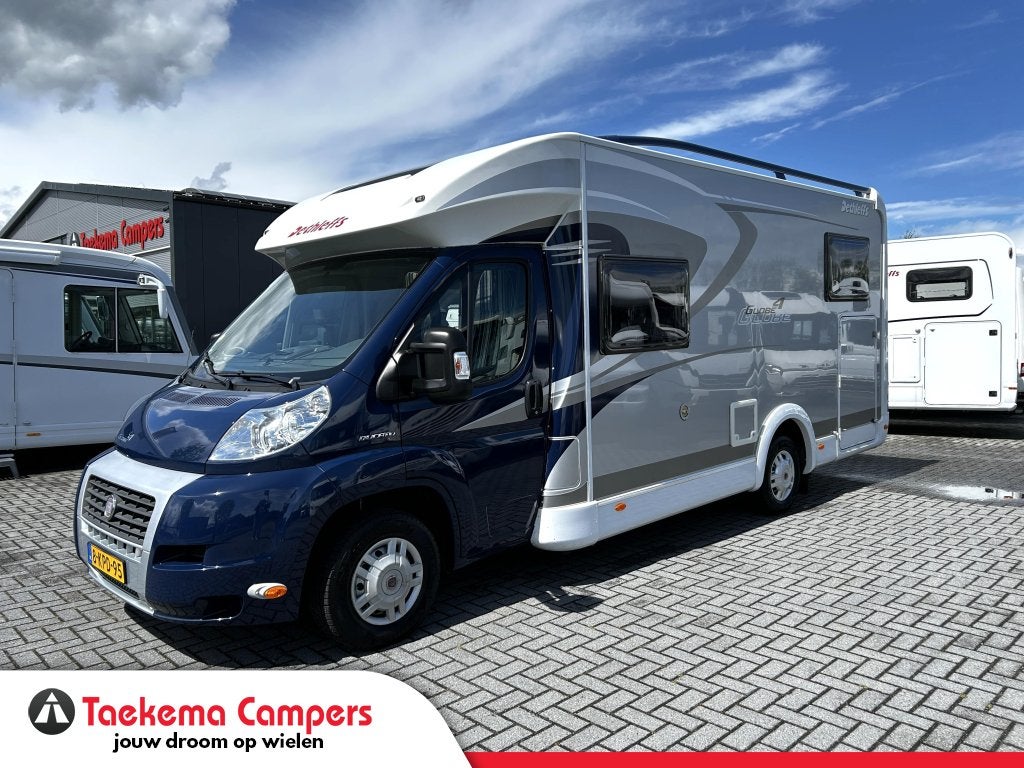 Dethleffs Globe4 T 6471-4/Dwarsbed/hefbed/2010/7m/Airco, Caravans en Kamperen, Fiat, 6 tot 7 meter, Bedrijf, Half-integraal