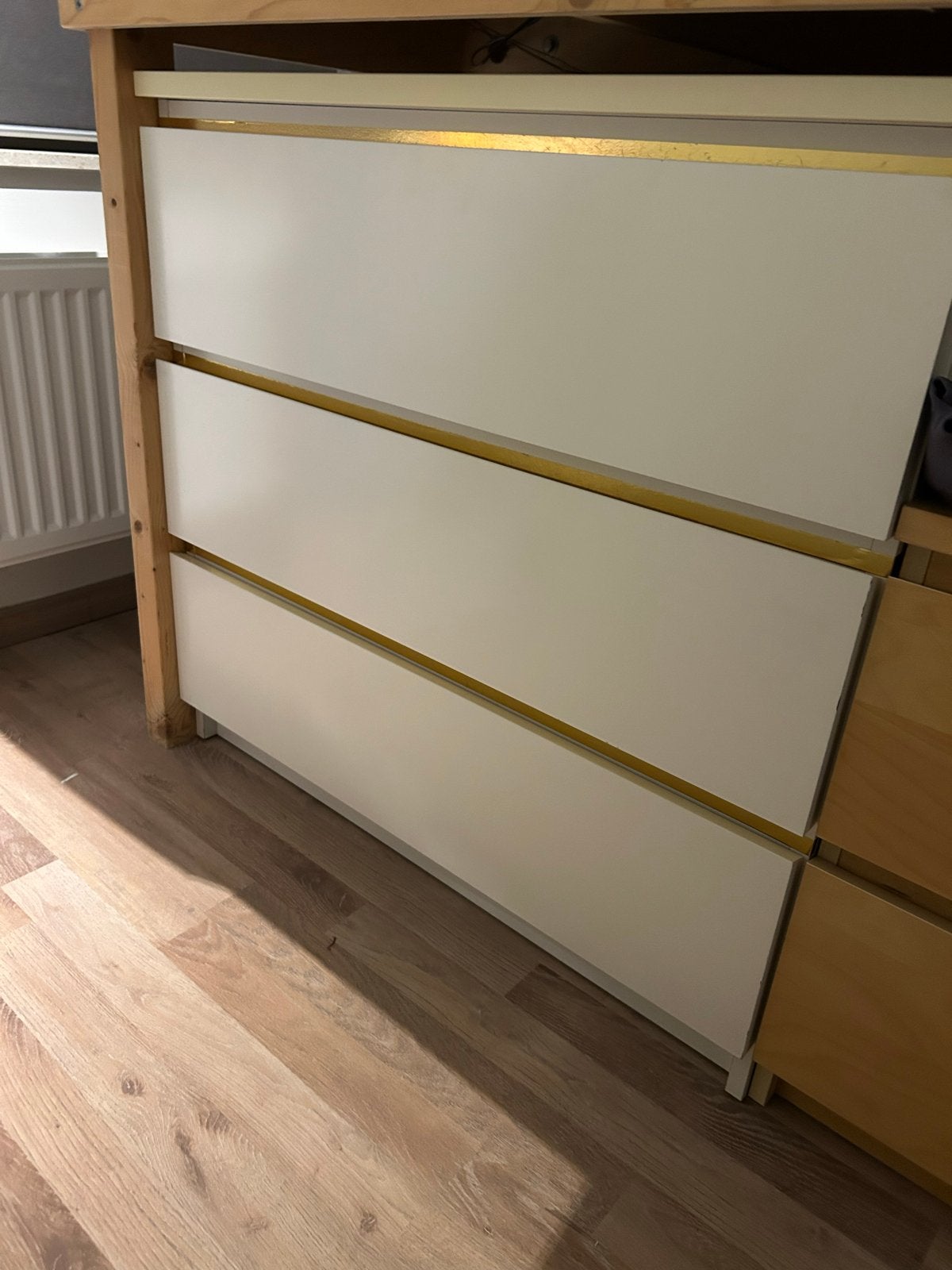 IKEA ladekast malm met 3 lades - Wit en Hout, Ophalen, Gebruikt, 50 tot 100 cm, 3 of 4 laden