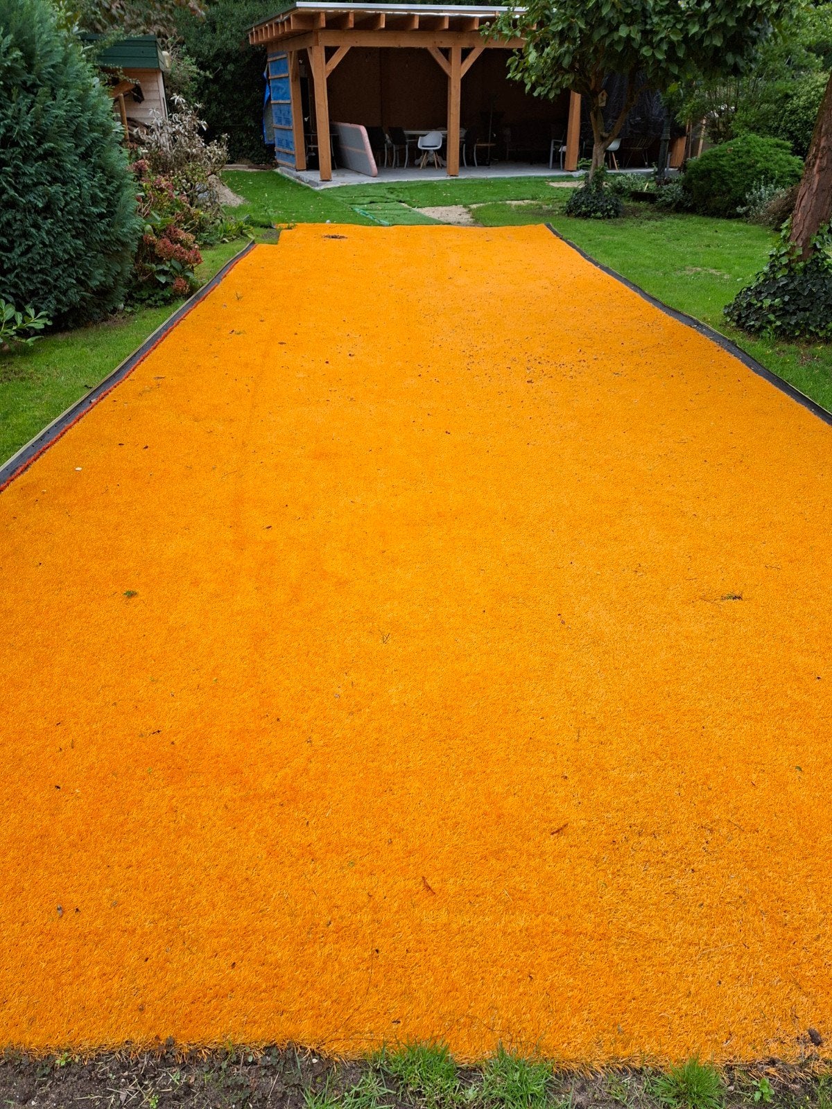 Oranje kunstgras 4x12m - Ideaal voor sport en spel, Ophalen, Gebruikt, 20 m² of meer, Kunstgras