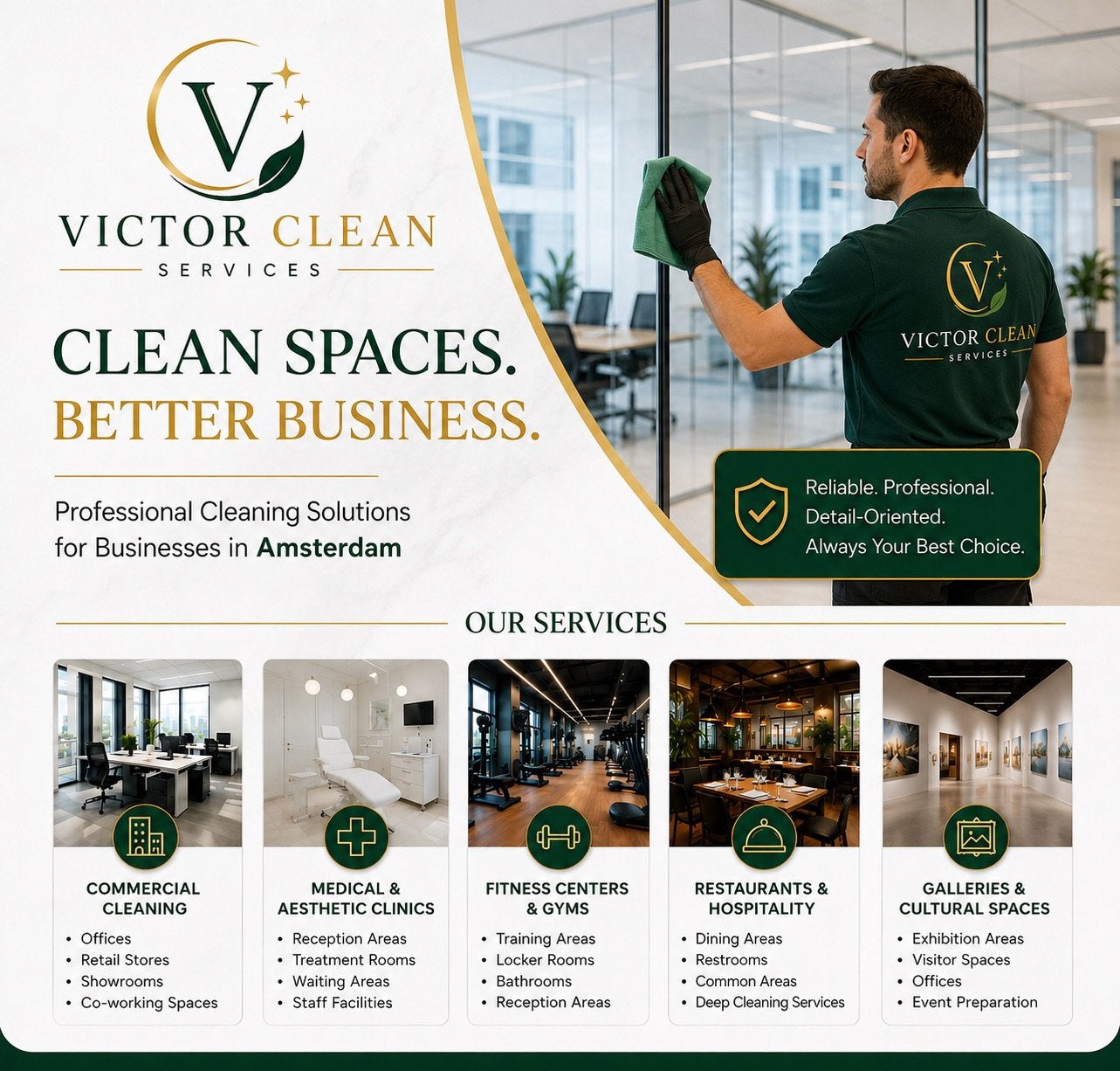 we help businesses across Amsterdam, Schoonmaken bedrijfsruimte