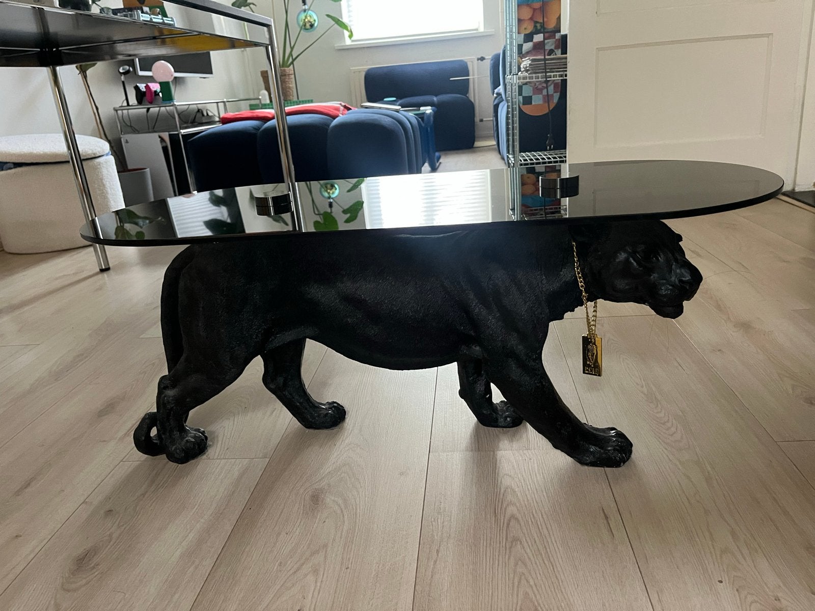 Bold Monkey Panter Salontafel - Uniek exemplaar nr. 821, Huis en Inrichting, 100 tot 150 cm, Ovaal, 5 – 50, 50 tot 100 cm