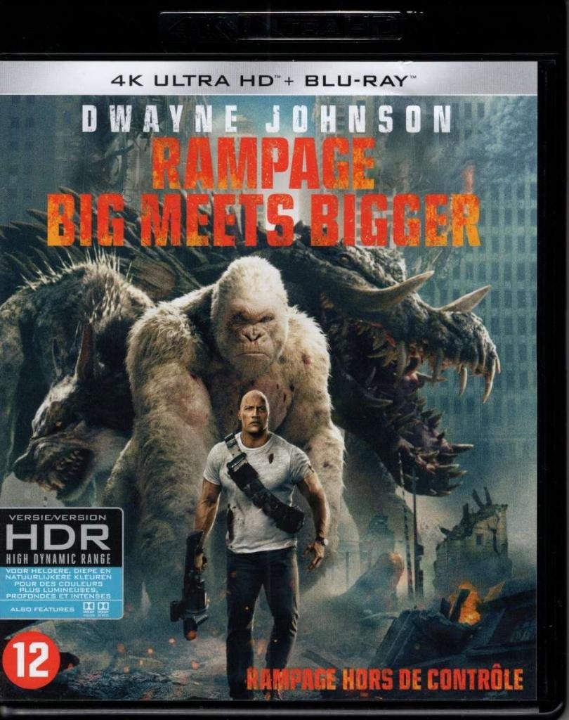 Rampage Big Meets Bigger - 4K Ultra HD + Blu-ray (2018) - NL, Verzenden, Info@warnerbros.com, Zo goed als nieuw, Warner Bros. Entertainment Nederland B.V.