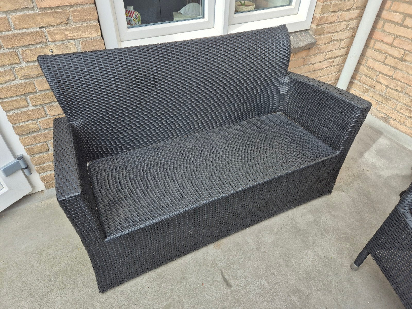 Tuinbank tuinstoel rattan zwart GRATIS, Ophalen, Gebruikt, Kunststof