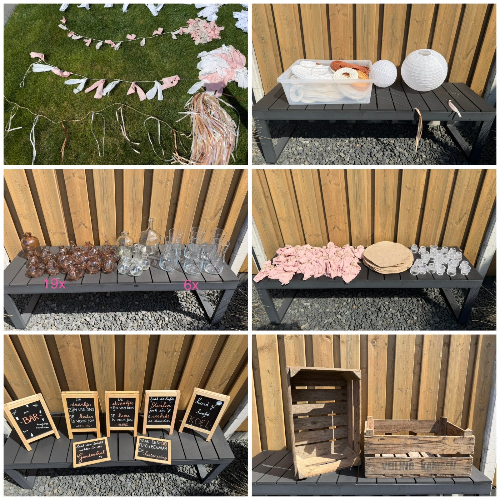 Decoratie versieringen bruiloft trouwen feest roze/wit/beige, Ophalen, Zo goed als nieuw, Versiering, Geboorte of Huwelijk