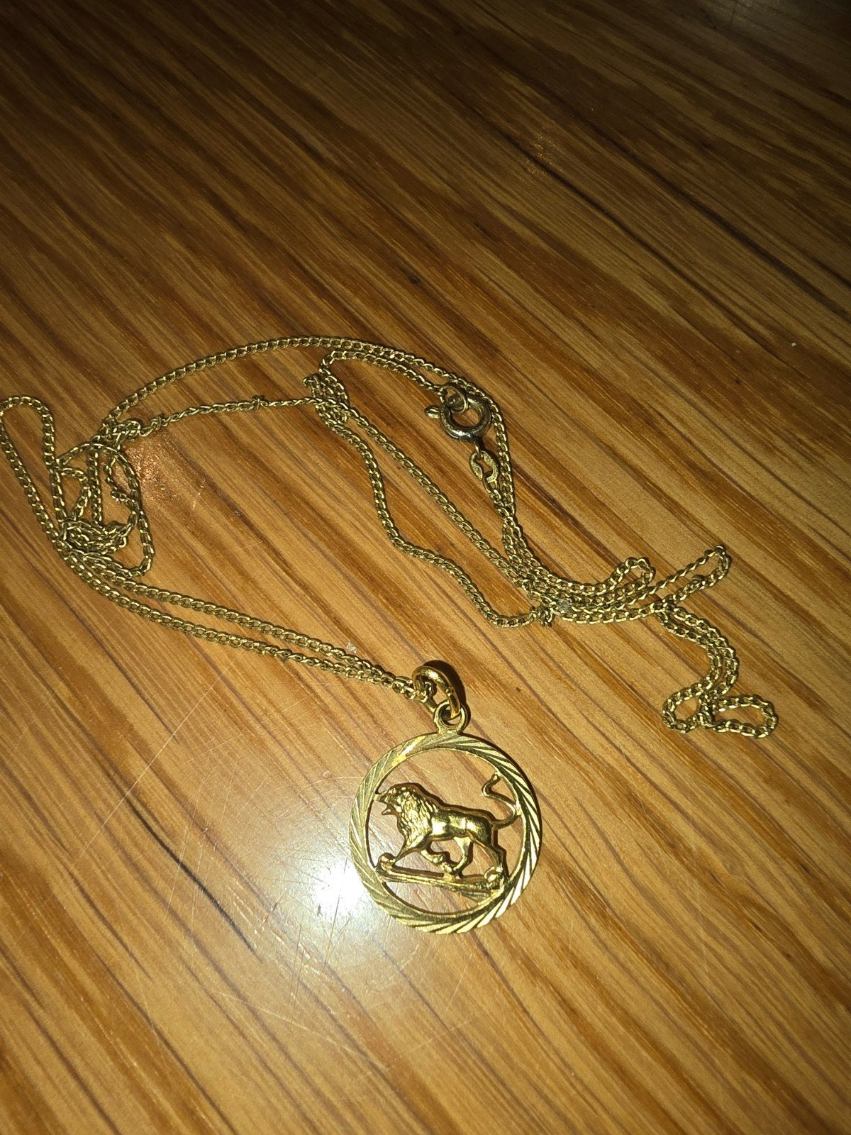 Gouden ketting met leeuwenhanger, Gebruikt, Ophalen of Verzenden, Goud, Goud