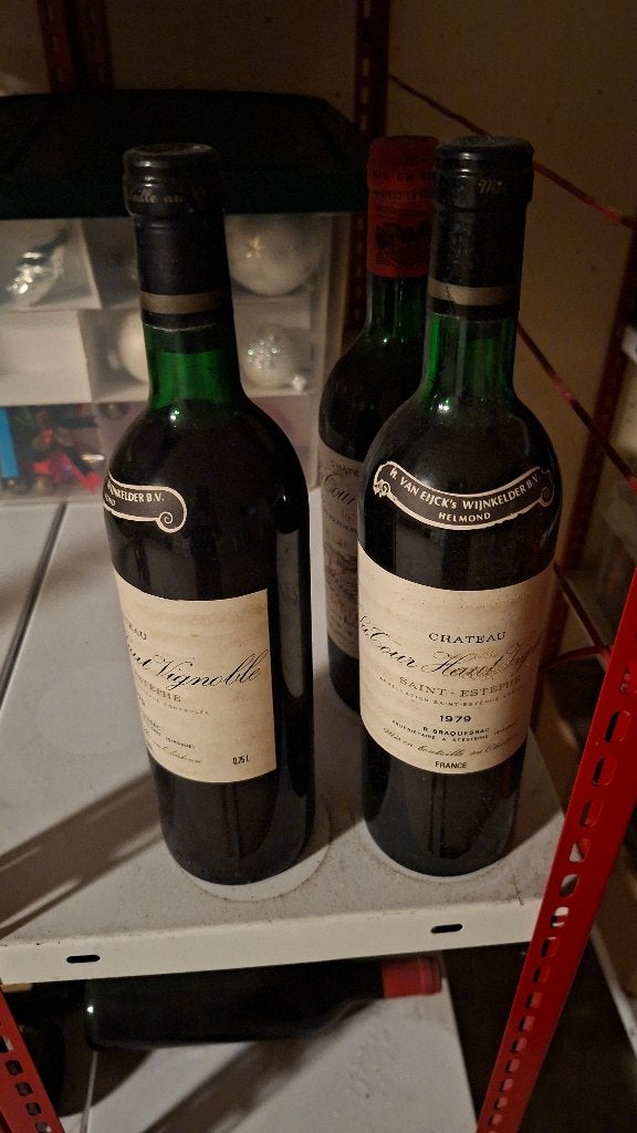 Vintage Rode Wijnflessen - Chateau Saint-Estèphe 1979, Ophalen, Gebruikt, Frankrijk, Rode wijn