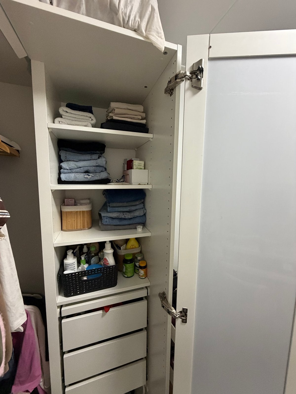 Ikea PAX hoekelement met 4 planken en 3 lades, Ophalen, 200 cm of meer, 50 tot 100 cm, Zo goed als nieuw