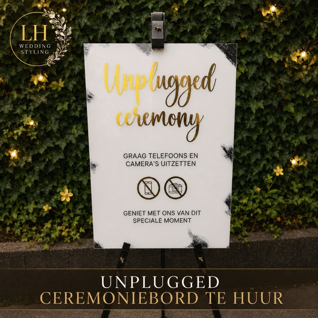 Unplugged ceremoniebord met schildersezel te huur, Ophalen, Nieuw, Geboorte of Huwelijk