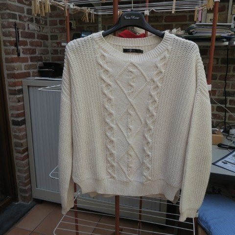 Oversized gebreide sweater crème kabels 7 for all mankind 40, Kleding | Dames, Maat 38/40 (M), Overige kleuren, Nieuw, Ophalen of Verzenden