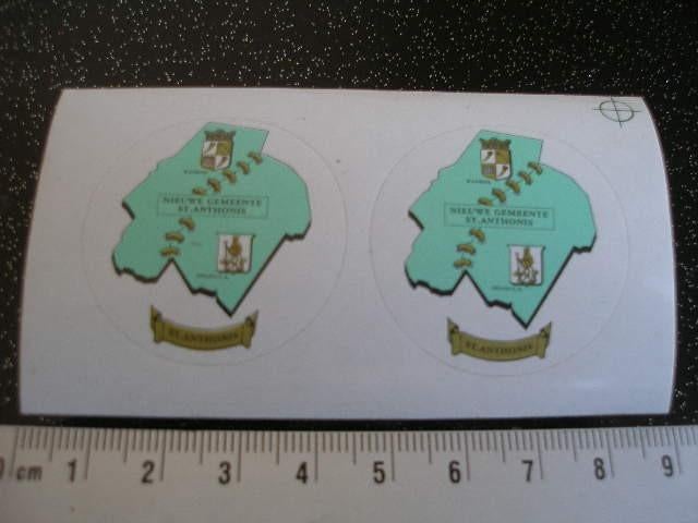 2x sticker gemeente plaats logo embleem wapen st. anthonis, Verzenden, Zo goed als nieuw, Overige typen