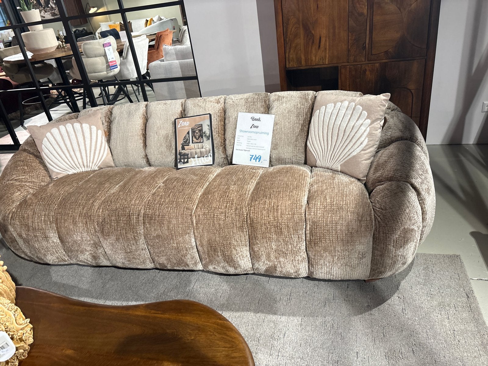 Bank Zeno - Showroomopruiming - Glam block sand, Ophalen, Nieuw, 75 tot 100 cm, Stof