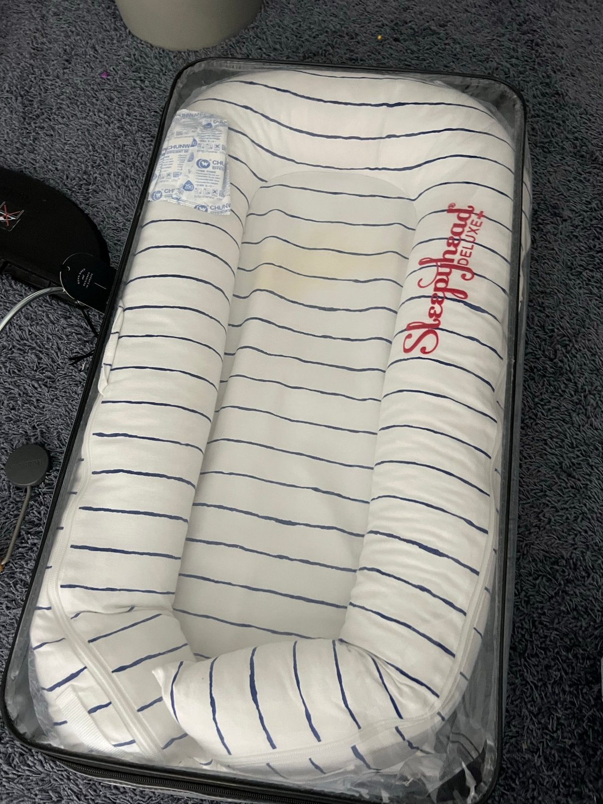 Sleepyhead Deluxe baby nestje - wit met blauwe strepen, Kinderen en Baby's, Ophalen of Verzenden, Gebruikt, Overige typen