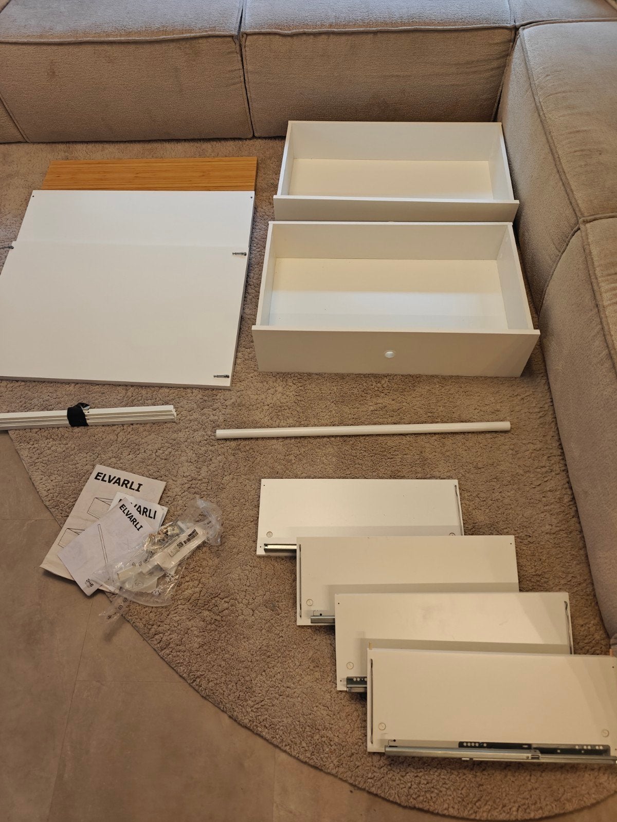 IKEA ELVARLI lades en planken, Huis en Inrichting, Met plank(en), Modern, Scandinavisch, 50 tot 100 cm, Zo goed als nieuw
