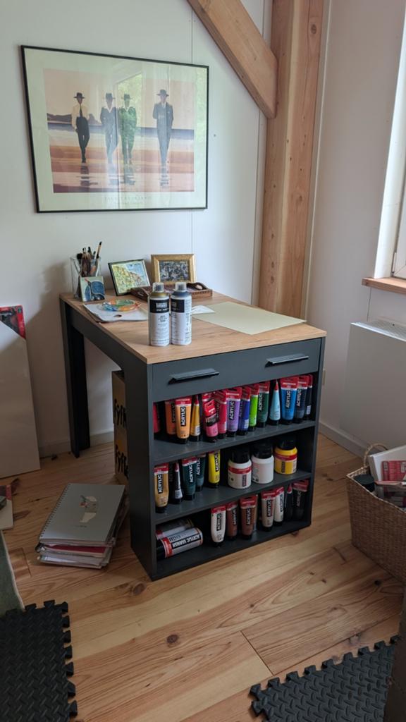 Bureau / eettafel met opbergruimte en lade, Ophalen