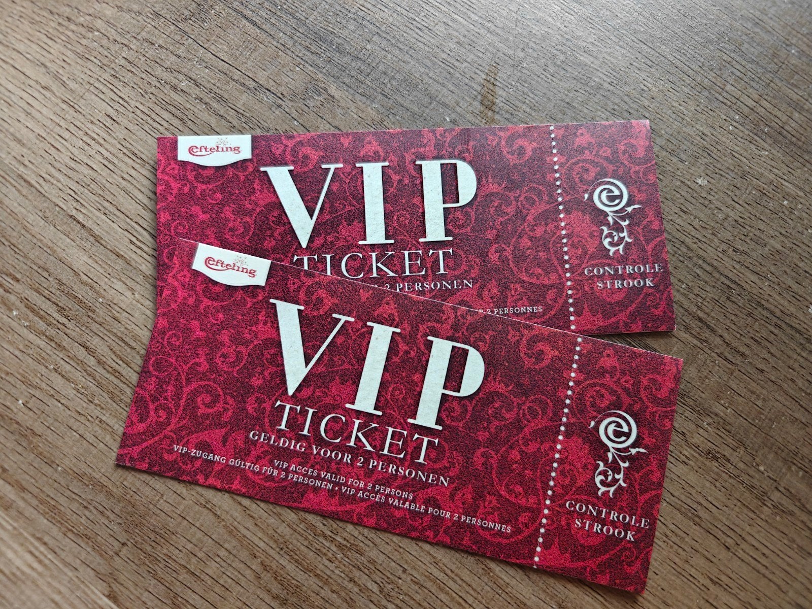 Efteling VIP kaartjes., Ophalen of Verzenden, Overige typen