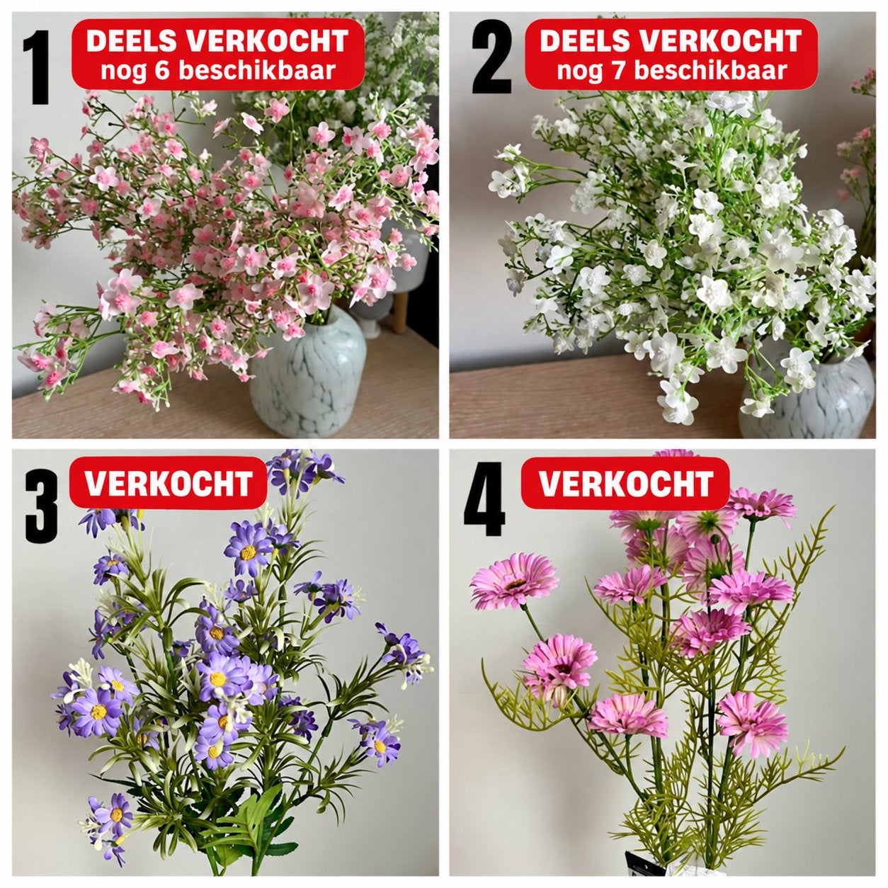 Diverse kunstbloemen – vanaf €1,25 per stuk, Binnen, Kunstbloem, Nieuw, Ophalen of Verzenden
