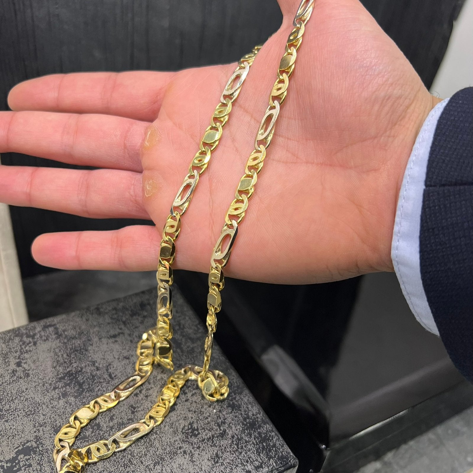 18k gouden ketting massief valkenoog schakel, Ophalen of Verzenden, Goud