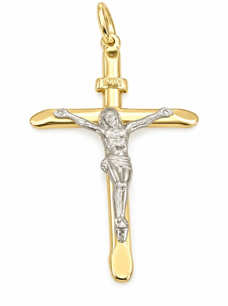 Groot 14 karaat Gouden Kruis Kettinghanger Christus Hanger.