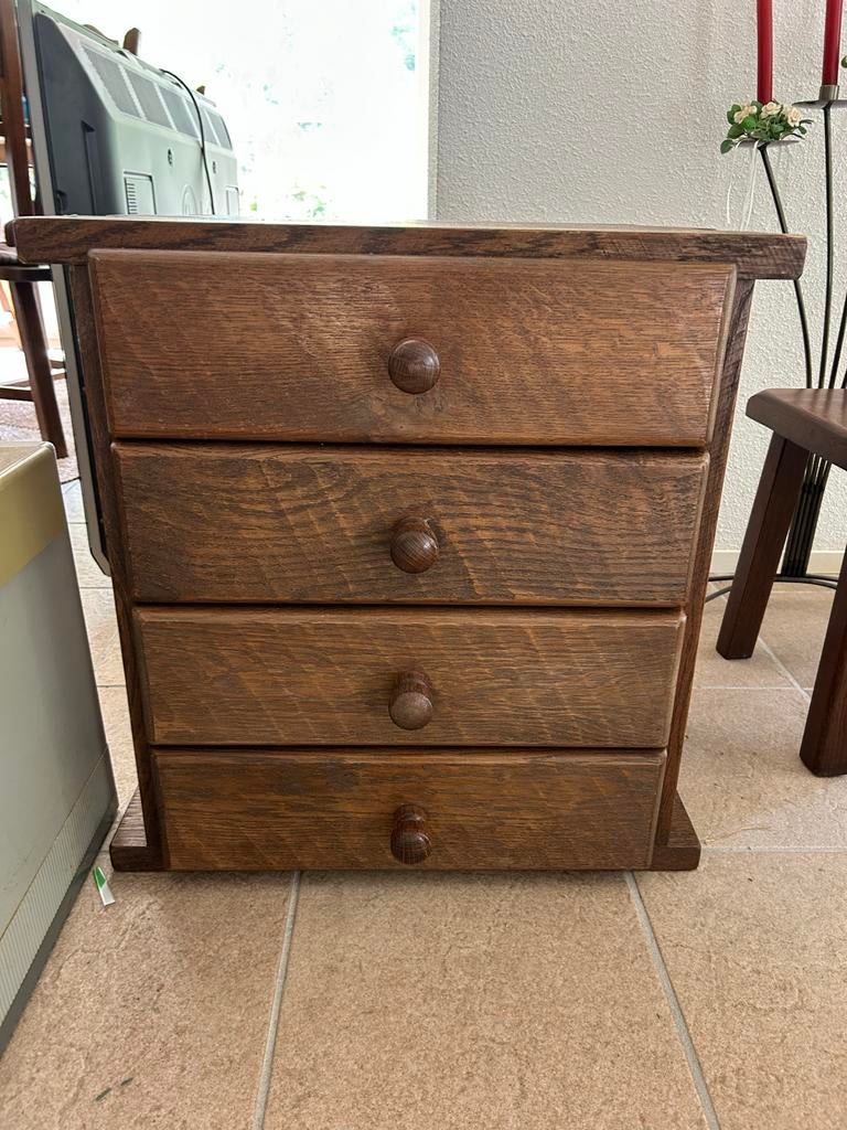 Houten ladekastje met 4 lades - Vintage stijl, Ophalen, Zo goed als nieuw