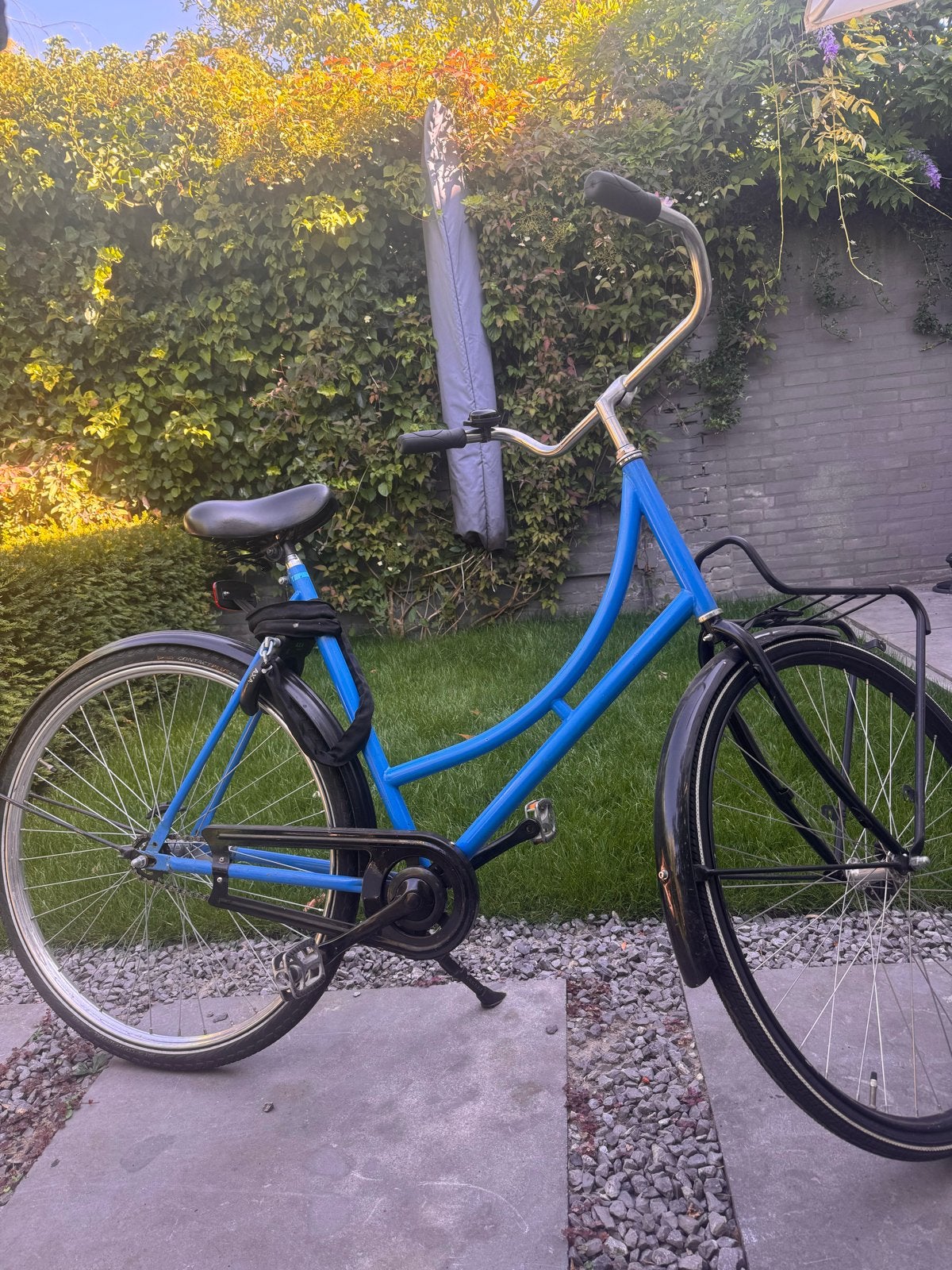 Blauwe fiets met voordrager, Fietsen en Brommers, Terugtraprem, Gebruikt, 50 tot 53 cm, Ophalen