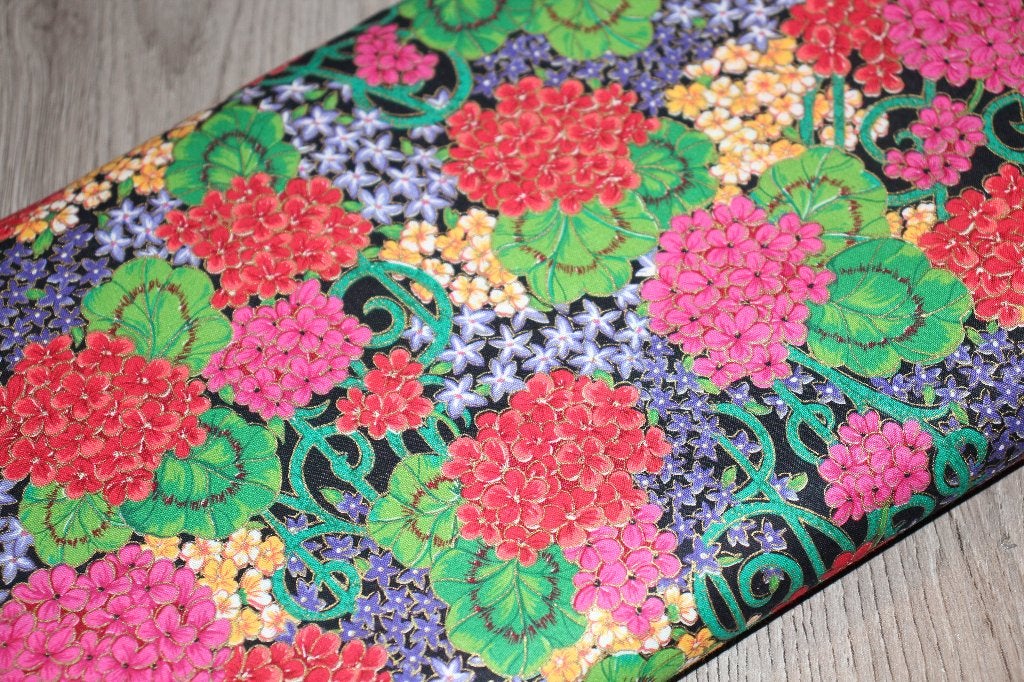 Rol vintage 100% katoen stof - hortensia rood bloemen #4507, Ophalen of Verzenden, 30 tot 120 cm, Katoen, Rood