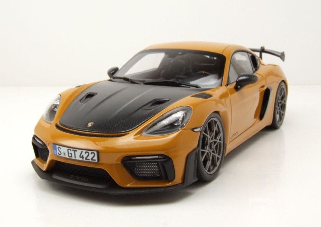 1:18 Porsche Cayman GT4 RS uit 2023 Geel/Zwart Norev, Hobby en Vrije tijd, Ophalen of Verzenden, Nieuw, Auto, Norev